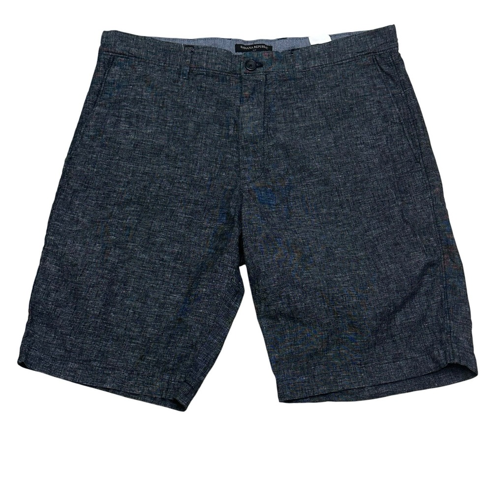 Banana Republic Shorts Mens 34 Grey Aiden Short Linen Cotton Blend Flat Front